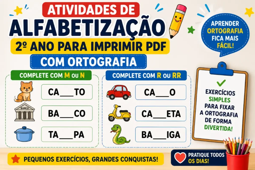 Atividades de Alfabetização 2 Ano para Imprimir PDF com Ortografia