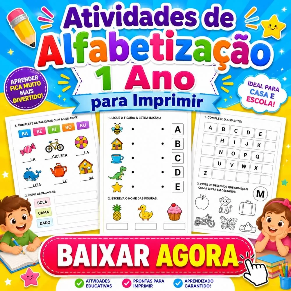 Atividades de Alfabetização 1 Ano para Imprimir PDF