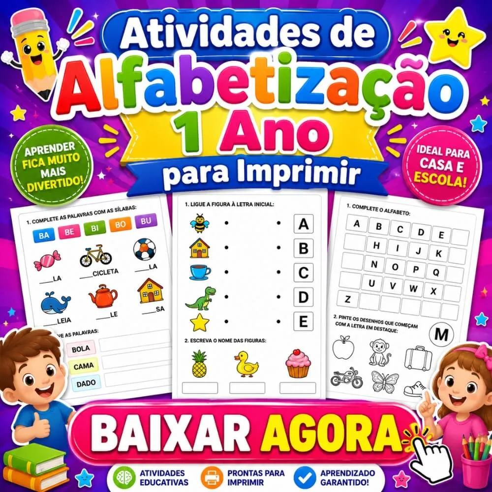 Atividades de Alfabetização 1 Ano para Imprimir PDF