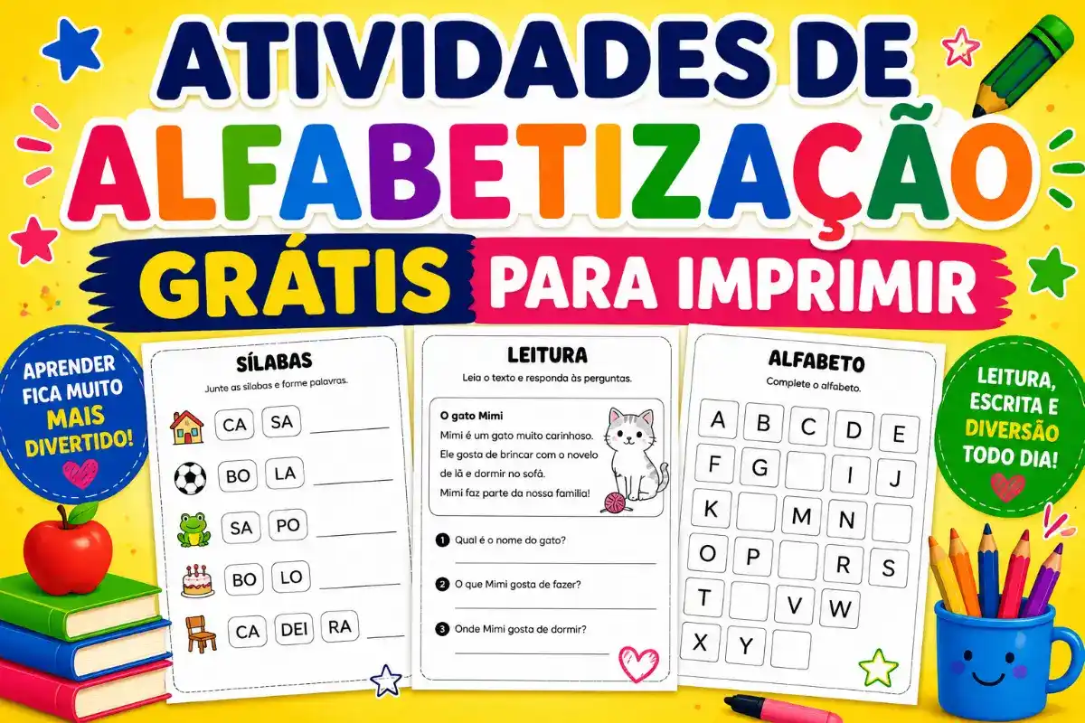 Atividades de alfabetização grátis em PDF para imprimir