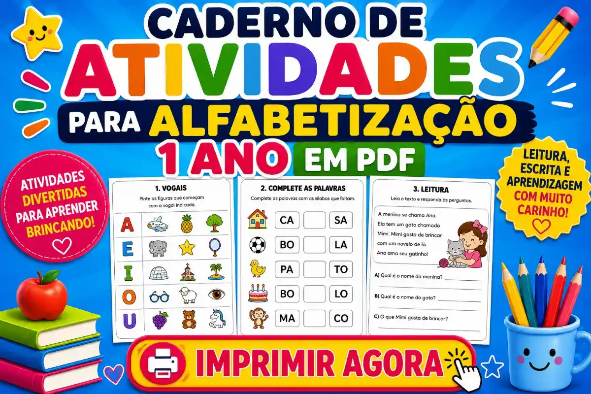 Caderno de Atividades para Alfabetização 1 Ano em PDF para Imprimir