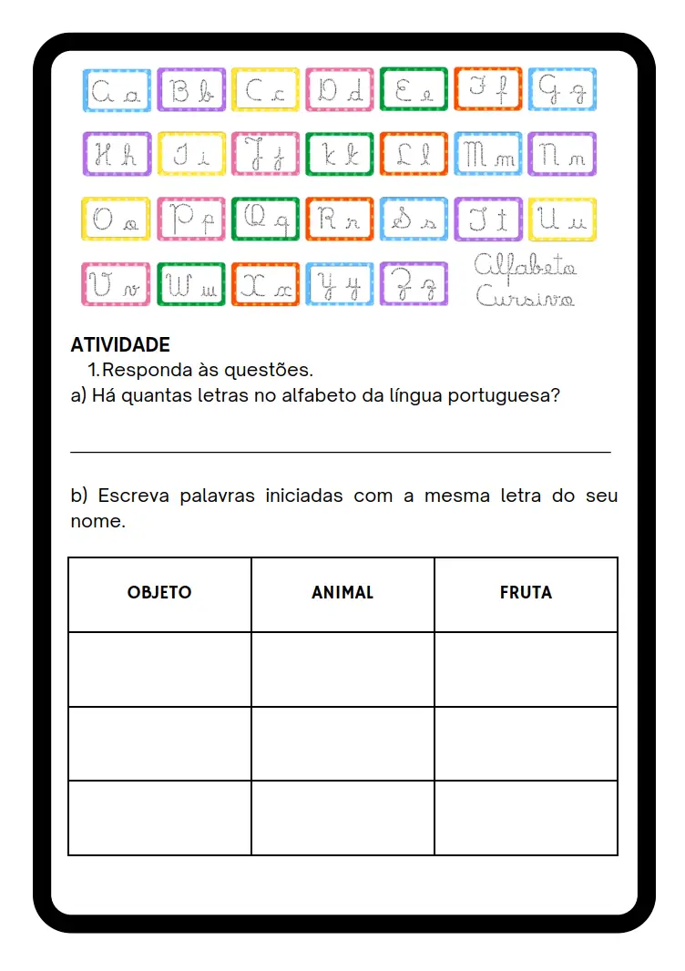 Atividade de Alfabetização 3º Ano 1