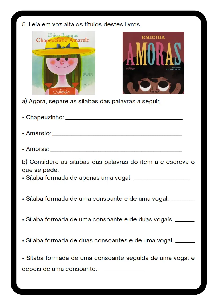 Atividade de Alfabetização 3º Ano 4