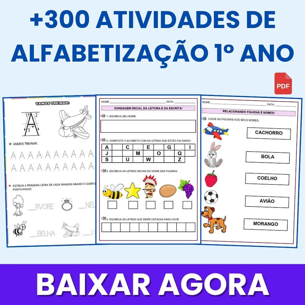 Atividades de Alfabetização 1 Ano para Imprimir PDF de Acordo com a BNCC