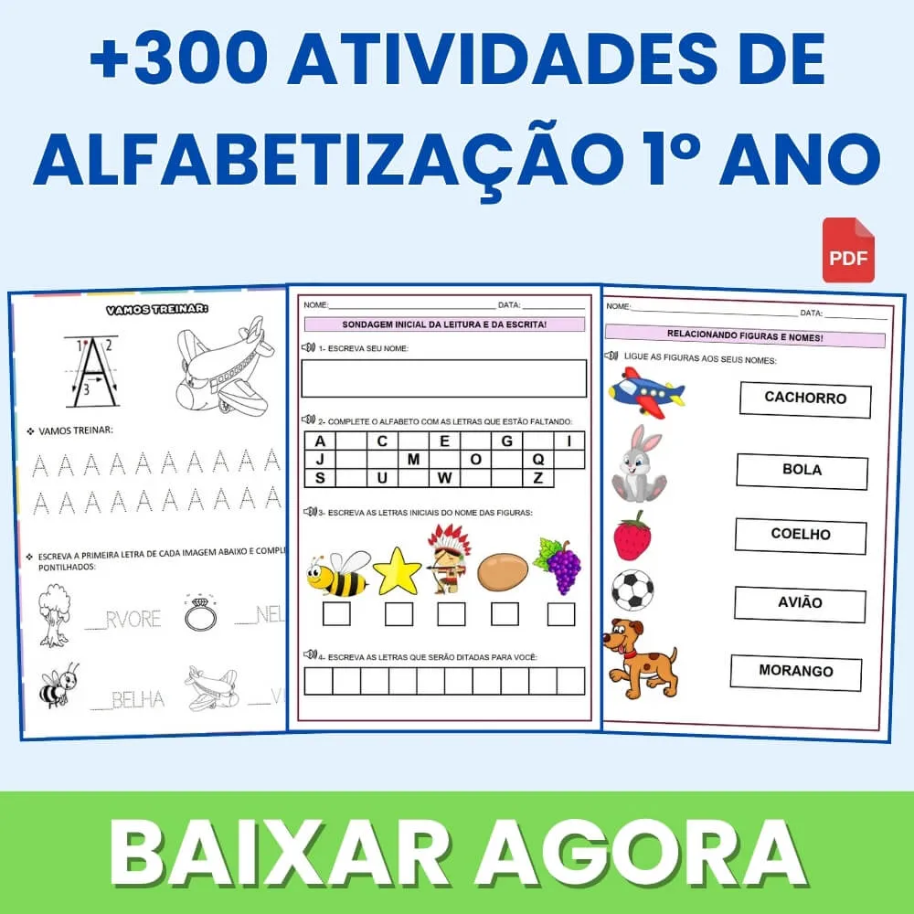Atividades de Alfabetização 1 Ano para Imprimir PDF de Acordo com a BNCC