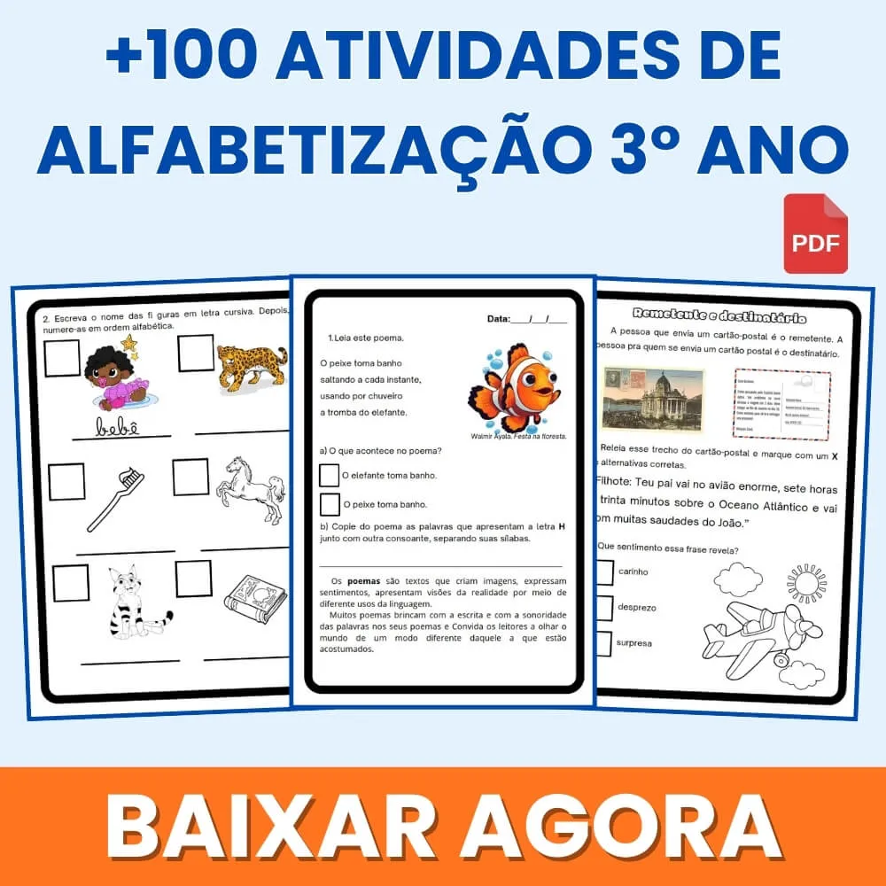 Atividades de alfabetização 3° ano para imprimir pdf