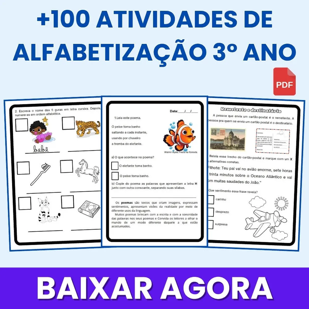 Atividades de alfabetização 3° ano para imprimir pdf