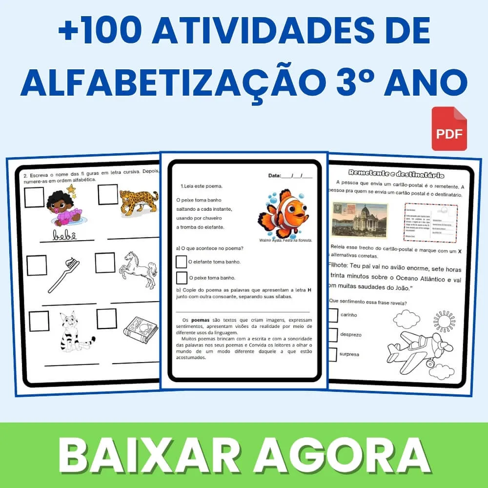 Atividades de alfabetização 3° ano para imprimir pdf
