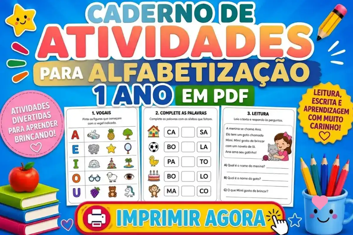 Caderno de Atividades para Alfabetização 1 Ano para Imprimir PDF