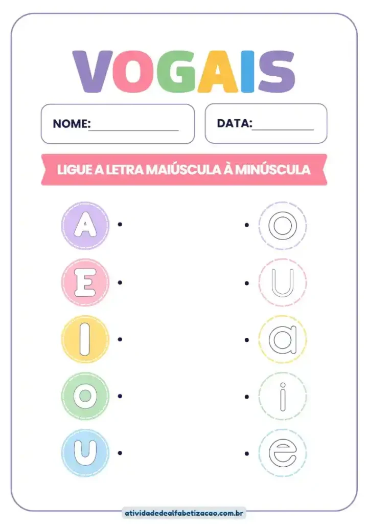 Atividade de alfabetização 1° ano com vogais grátis em pdf para imprimir