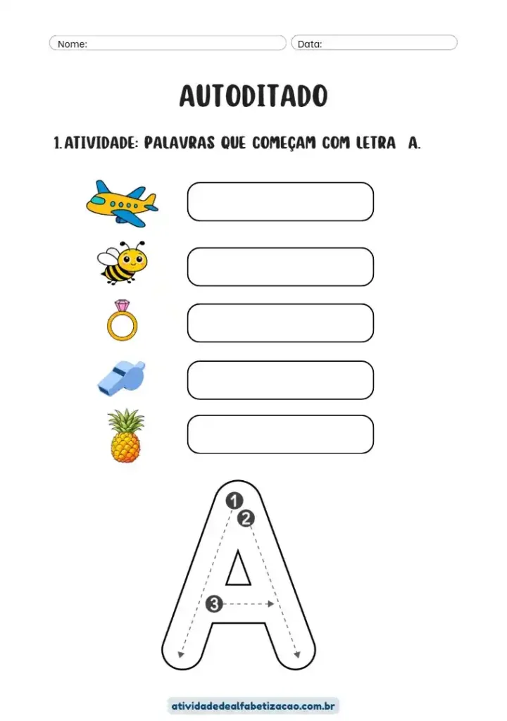 Atividade de alfabetização 1° ano com vogais grátis em pdf para imprimir