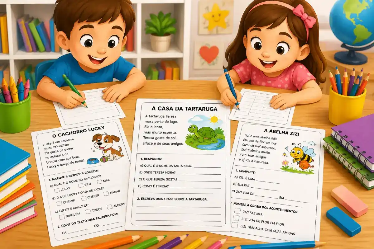 Atividades de alfabetização 2° ano com pequenos textos