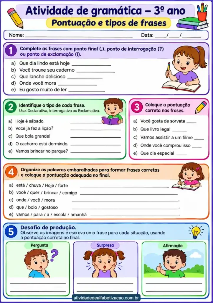 Atividades de gramática 3º ano para imprimir em pdf