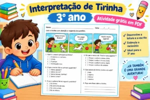 Interpretação de tirinha 3 ano: Atividade grátis em pdf para imprimir