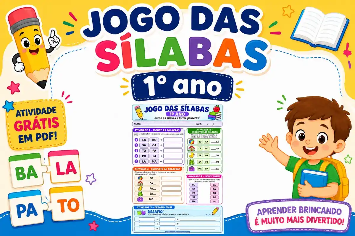 Jogo das sílabas 1° ano: Atividade grátis em pdf