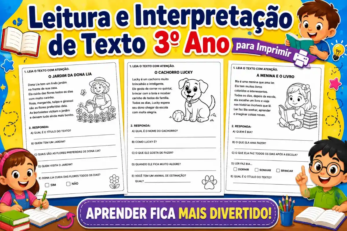 Leitura e interpretação de texto 3 ano para imprimir PDF