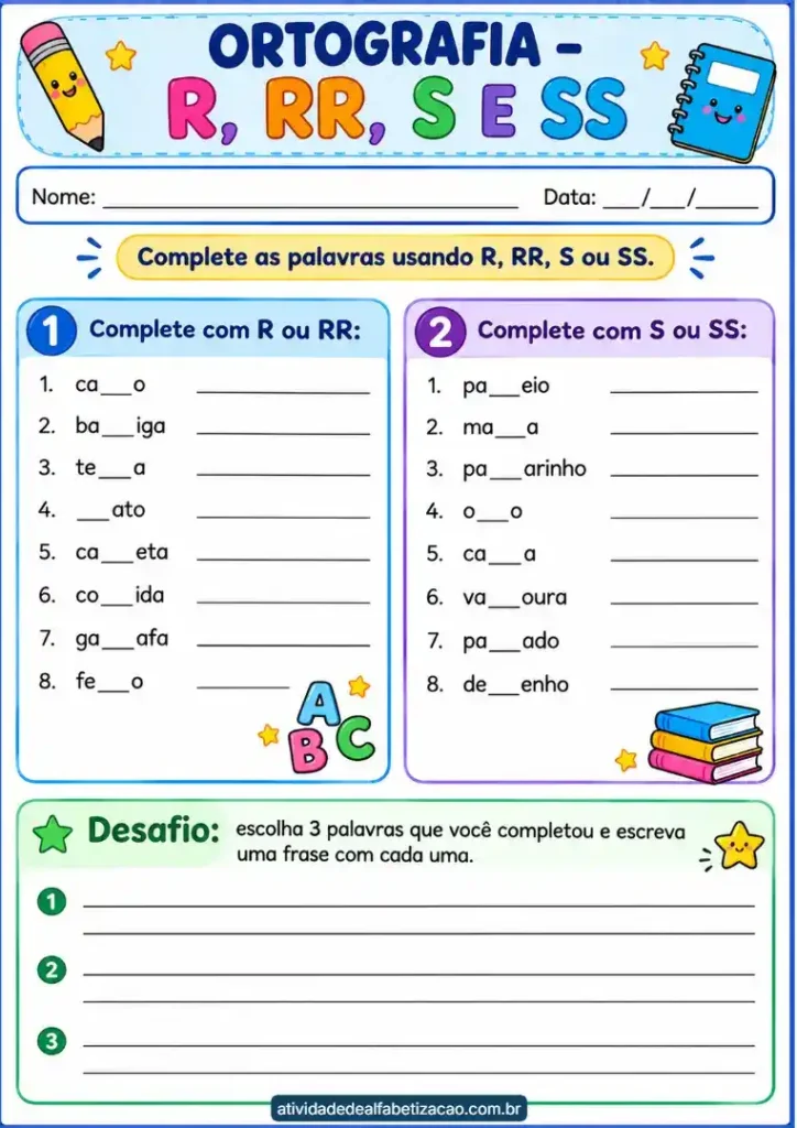 Atividades de ortografia 3º ano para imprimir grátis em pdf