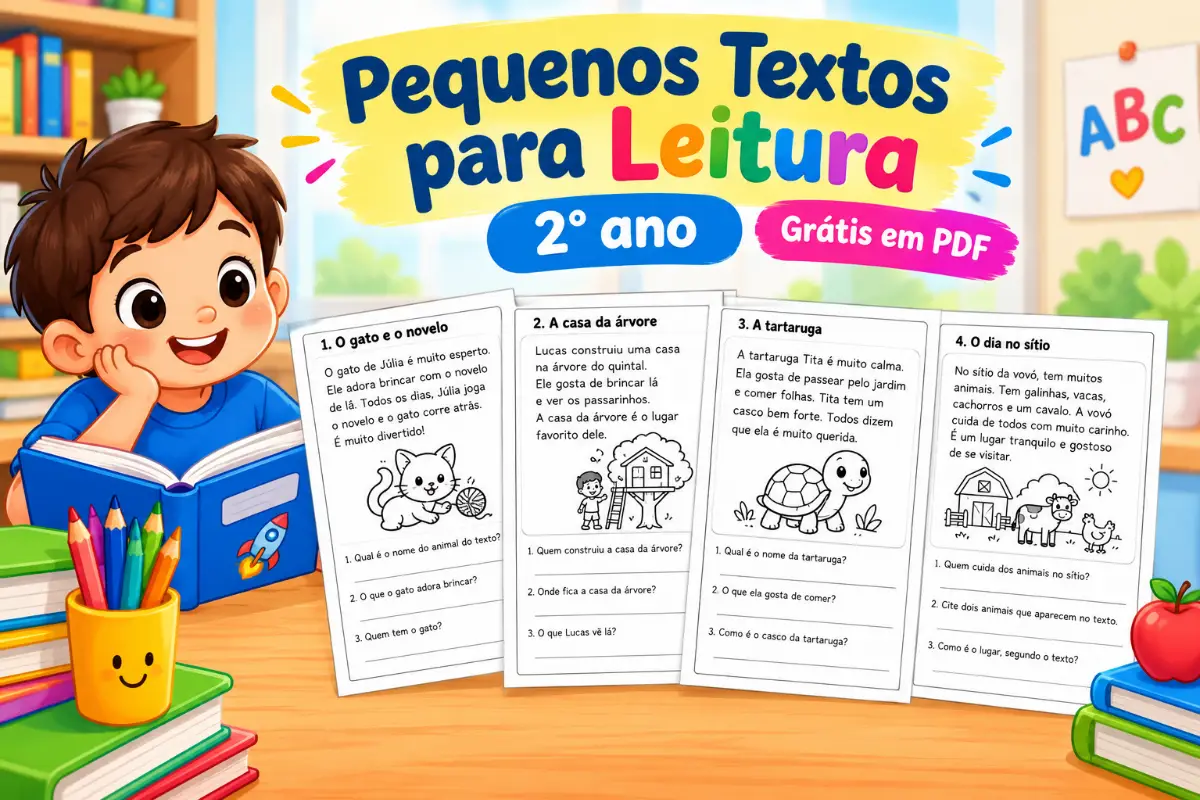 Pequenos textos para leitura 2° ano grátis em pdf para imprimir