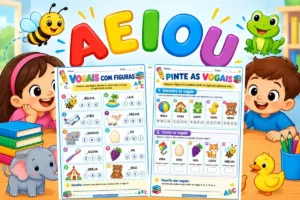 Vogais com figuras: Atividade 1° ano grátis para imprimir